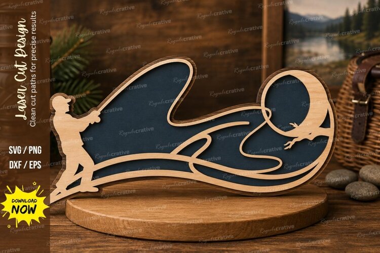 Surfer Ocean Wave Laser Cut SVG Design surfing svg, surfer example image 1