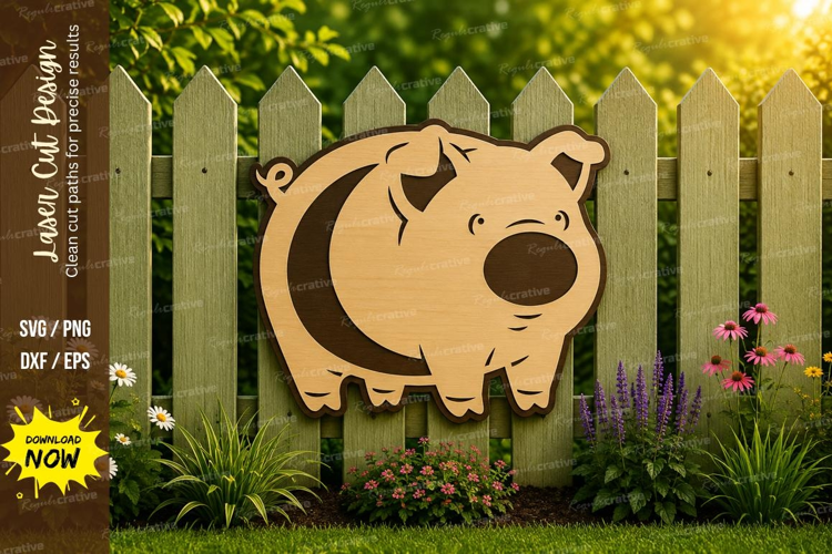Cute Pig Laser Cut SVG Design pig svg, pig laser cut, farm