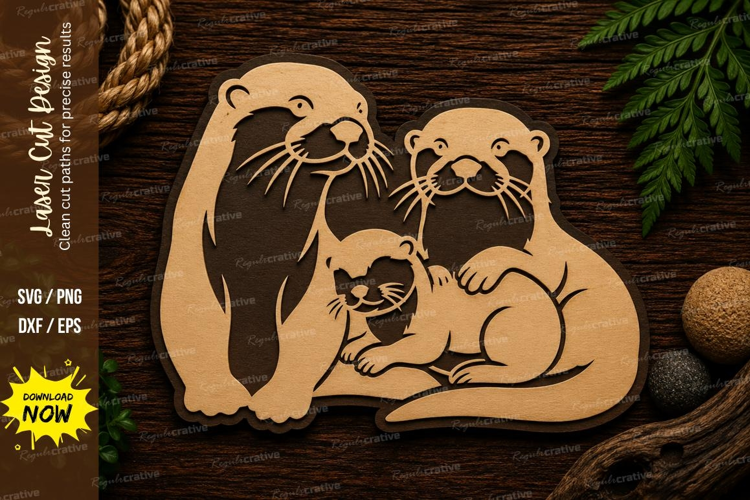 Otter Family Laser Cut SVG Design otter svg, otter family