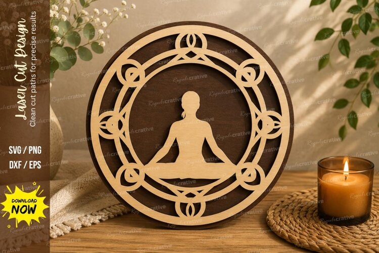 Meditation Mandala Laser Cut SVG Design meditation mandala example image 1