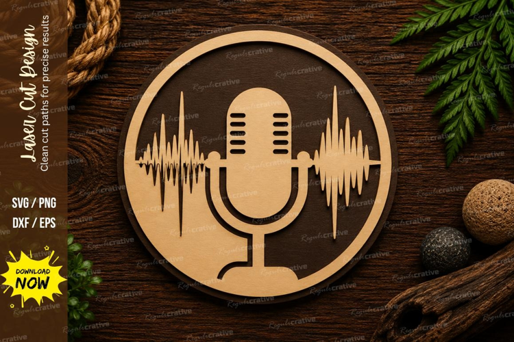 Podcast Microphone Laser Cut SVG Design podcast microphone s