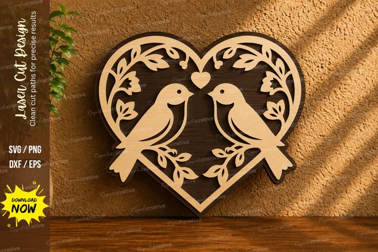 Love Birds Heart Laser Cut SVG Design love birds svg, heart