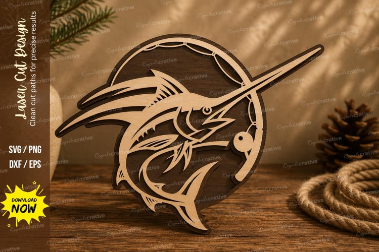 Marlin Fish Laser Cut SVG Design marlin svg, marlin fish las