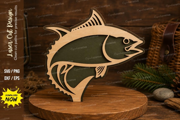 Tuna Fish Laser Cut SVG Design tuna fish svg, tuna laser cut