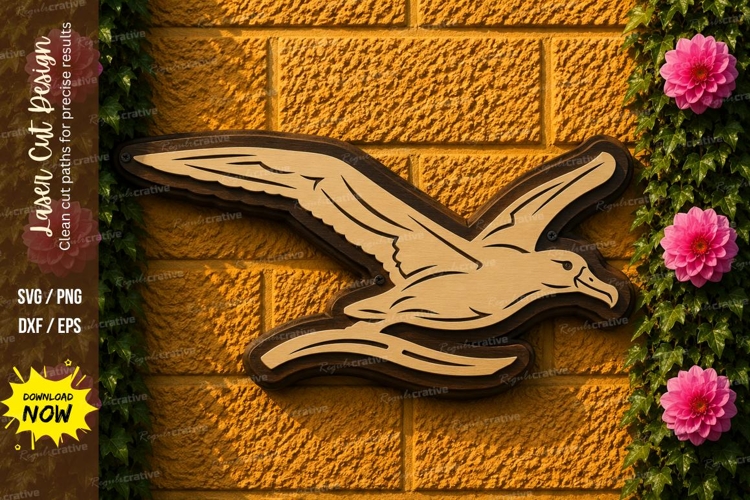 Flying Seagull Laser Cut SVG Design seagull svg, flying bird