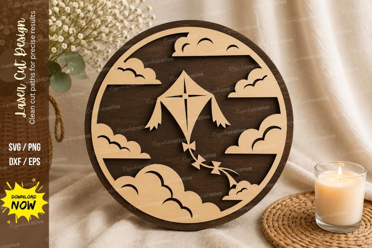 Kite in the Sky Laser Cut SVG Design kite svg, flying kite l