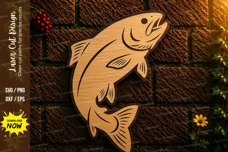 Jumping Trout Laser Cut SVG Design trout svg, jumping trout