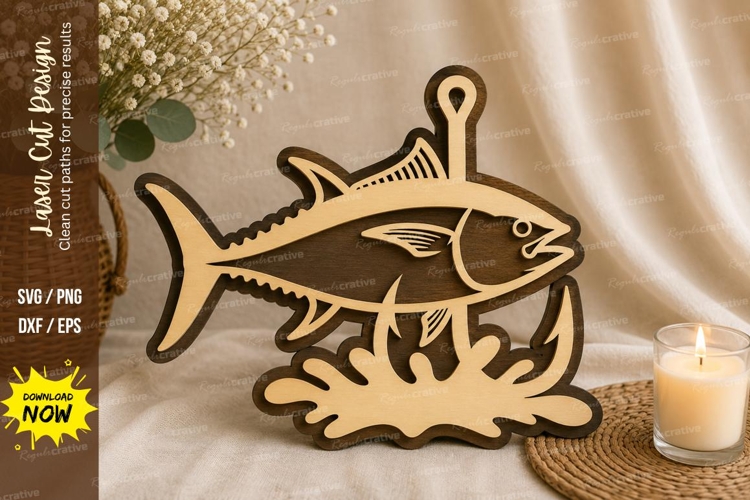 Tuna Fish Hook Laser Cut SVG Design tuna fish svg, tuna hook