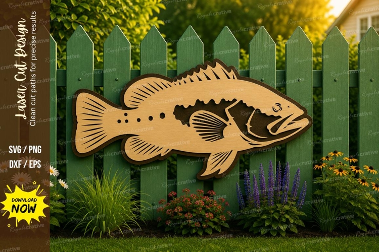 Largemouth Bass Laser Cut SVG Design largemouth bass svg, ba