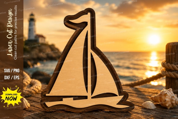 Classic Sailboat Laser Cut SVG Design classic sailboat svg,