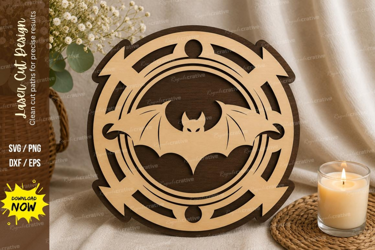 Bat Emblem Laser Cut SVG Design bat svg, bat emblem laser