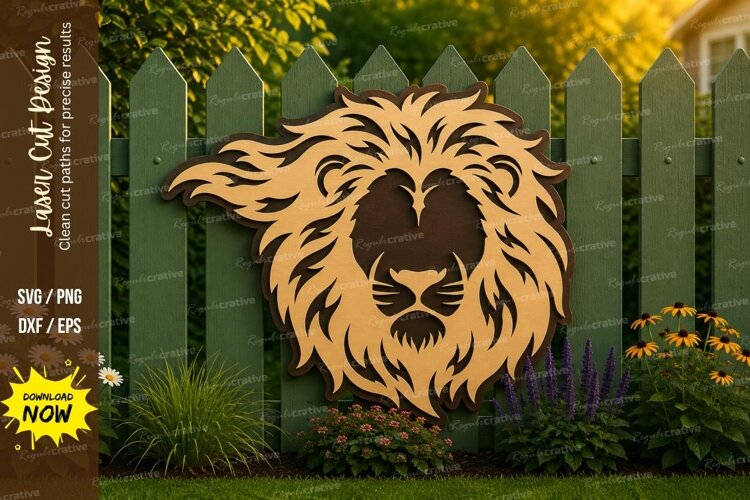 Lion Head Wall Decor Laser Cut SVG Design lion wall art svg, example image 1