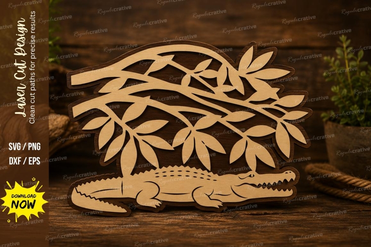 Crocodile Branch Laser Cut SVG Design crocodile svg, crocodi
