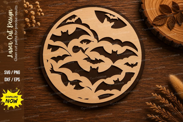 Flying Bats Mandala Laser Cut SVG Design bat mandala svg,