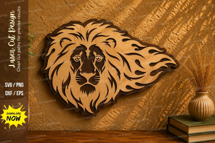 Lion Flame Laser Cut SVG Design lion flame svg, flaming lion