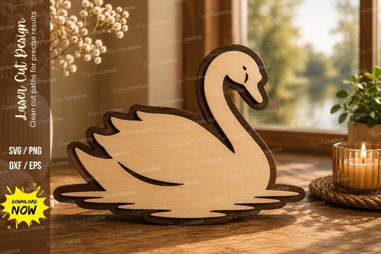 Minimalist Swan Laser Cut SVG Design swan svg, swan laser cu example image 1