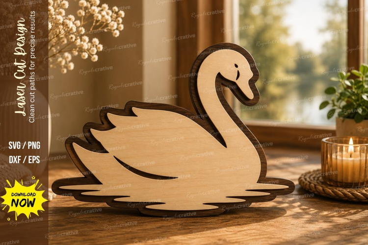 Minimalist Swan Laser Cut SVG Design swan svg, swan laser cu