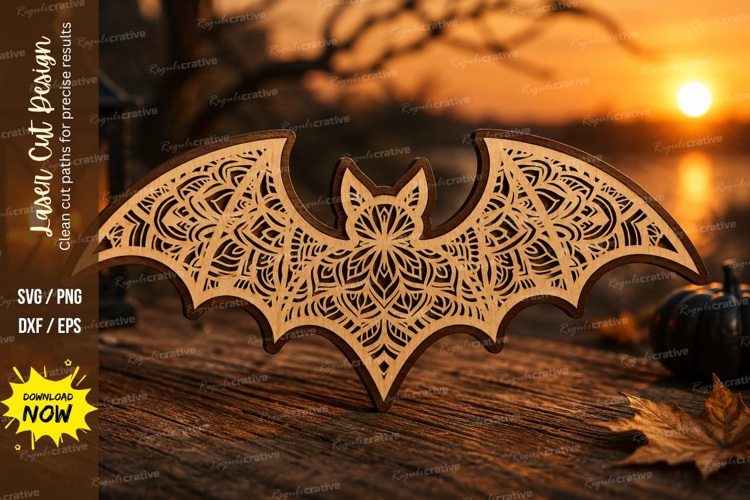 Bat Mandala Laser Cut SVG Design bat mandala svg, bat laser