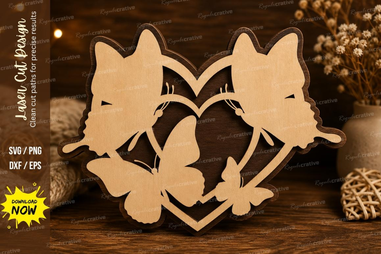Fox Couple Heart Laser Cut SVG Design fox couple svg, fox