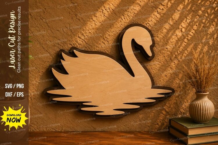 Minimalist Swan Laser Cut SVG Design swan svg, swan laser example image 1