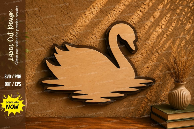 Minimalist Swan Laser Cut SVG Design swan svg, swan laser