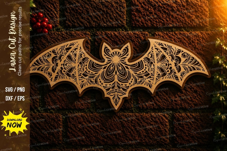 Bat Wings Mandala Laser Cut SVG Design bat wings svg, bat ma