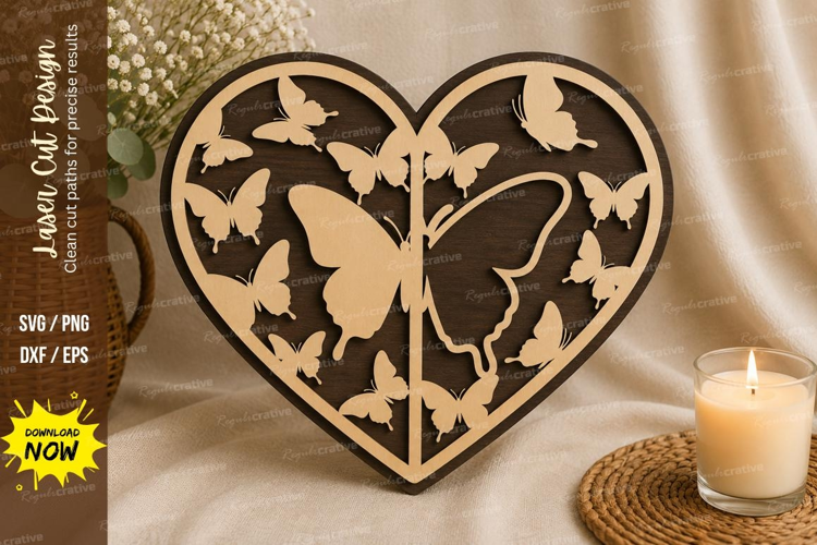 Butterfly Heart Laser Cut SVG Design butterfly heart svg,
