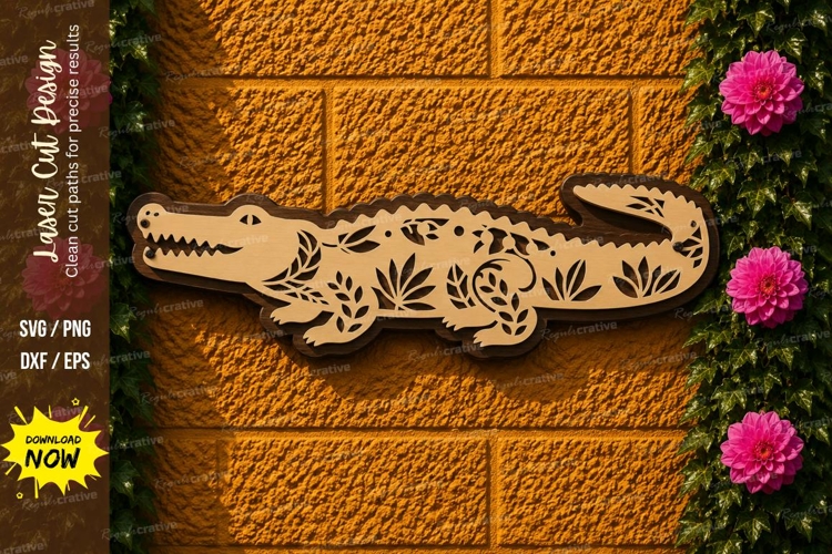 Floral Crocodile Laser Cut SVG Design crocodile svg, crocodi