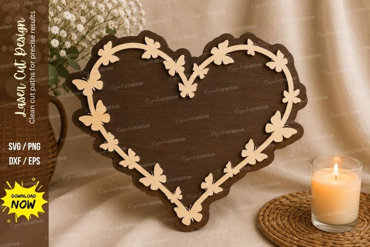 Heart Vine Frame Laser Cut SVG Design heart vine svg, heart example image 1