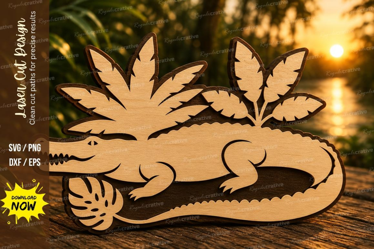 Tropical Crocodile Laser Cut SVG Design tropical crocodile