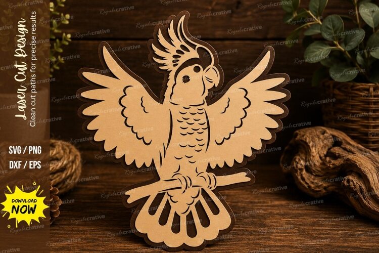 Cockatiel Parrot Laser Cut SVG Design cockatiel svg, cockati example image 1