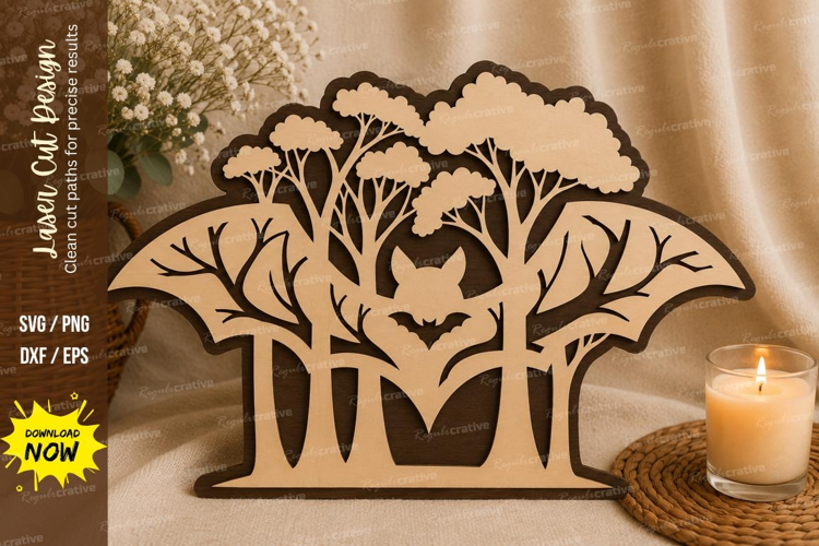 Forest Bear Scene Laser Cut SVG Design forest bear svg, wood