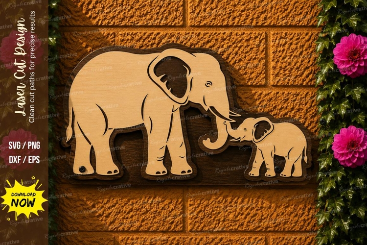 Elephant Family Laser Cut SVG Design elephant family svg,