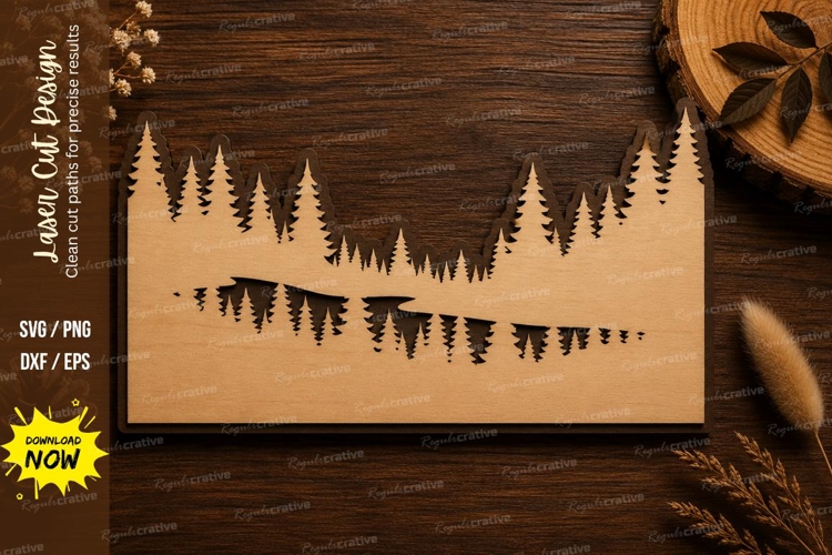 Forest Lake Reflection Laser Cut SVG Design forest reflectio