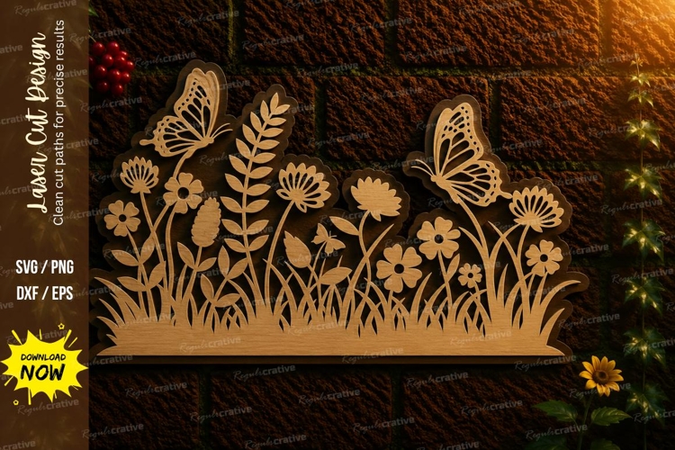 Wildflower Garden Border Laser Cut SVG Design wildflower gar
