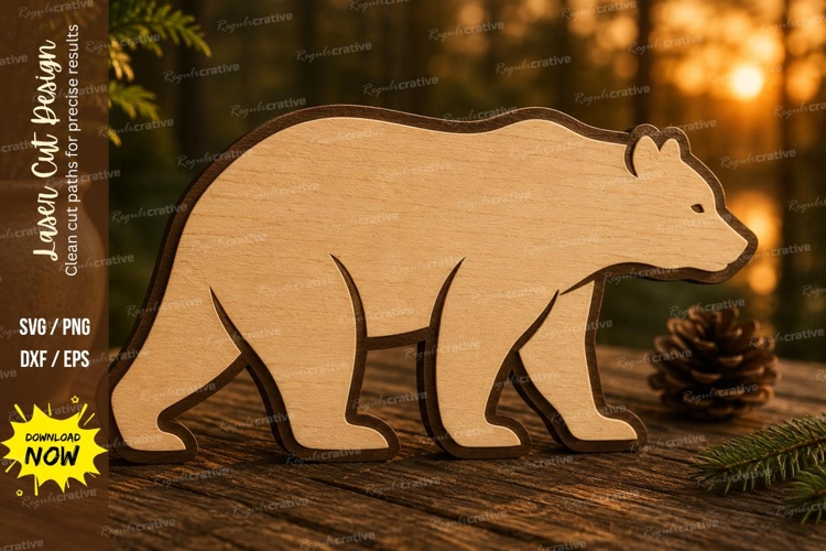Walking Bear Silhouette Laser Cut SVG Design walking bear sv