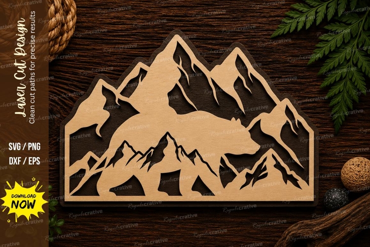 Mountain Peaks Landscape Laser Cut SVG Design mountain peaks