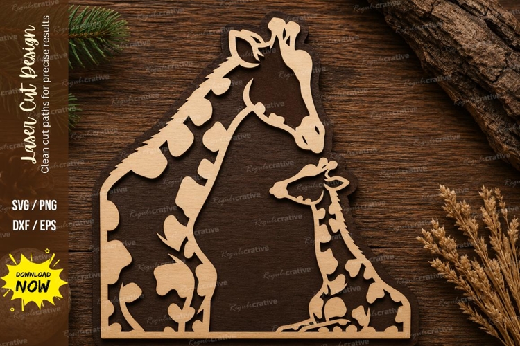 Giraffe Family Laser Cut SVG Design giraffe family svg, gira example image 1