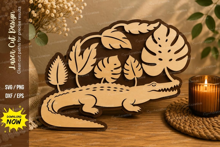 Forest Crocodile Laser Cut SVG Design crocodile svg, crocodi example image 1