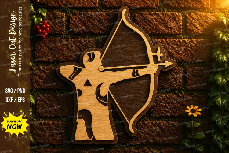 Young Archer Laser Cut SVG Design archer svg, archery laser example image 1