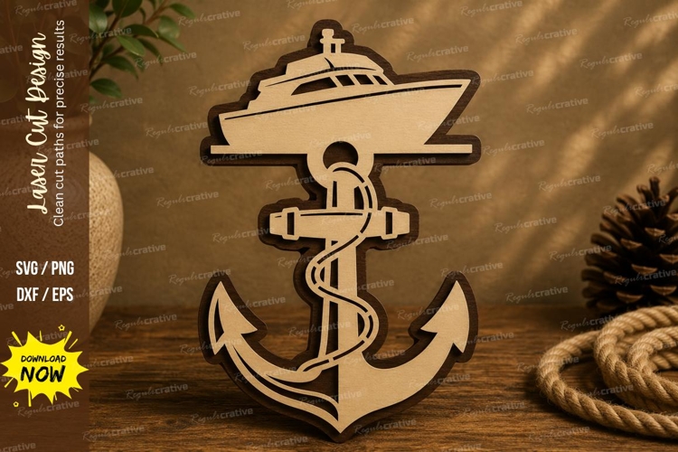 Boat Anchor Laser Cut SVG Design boat anchor svg, anchor las example image 1