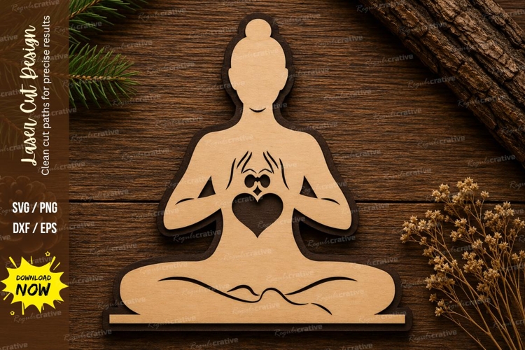 Heart Chakra Meditation Laser Cut SVG Design heart chakra sv example image 1