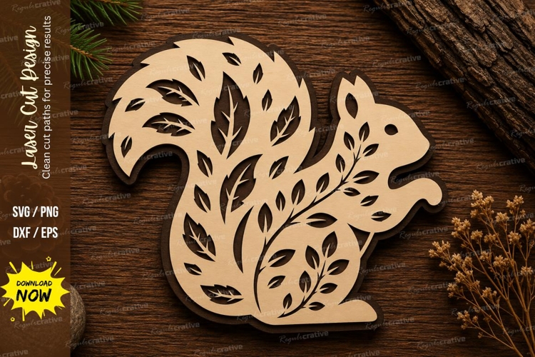 Squirrel Silhouette Laser Cut SVG Design squirrel svg, woodl example image 1