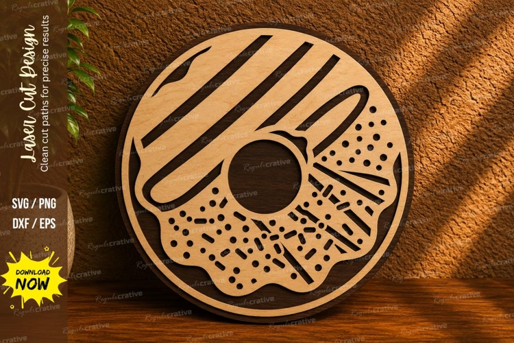 Donut Round Laser Cut SVG Design donut svg, donut sign, bake example image 1