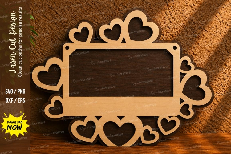 Heart Frame Monogram Laser Cut SVG Design heart frame svg, example image 1