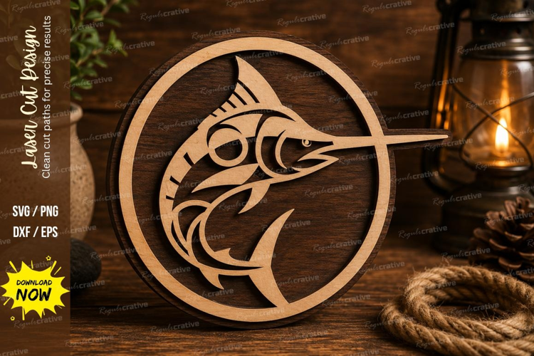 Marlin Fish Laser Cut SVG File marlin fish svg, marlin svg