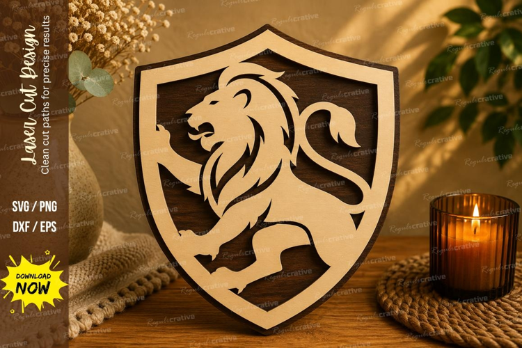 Lion Crest Laser Cut SVG File lion crest svg, lion emblem sv