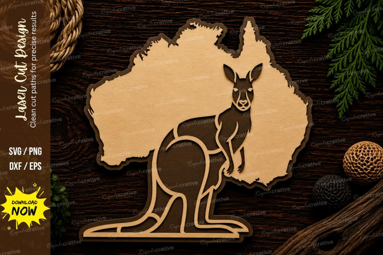 Kangaroo Map Laser Cut SVG File kangaroo map svg, australia