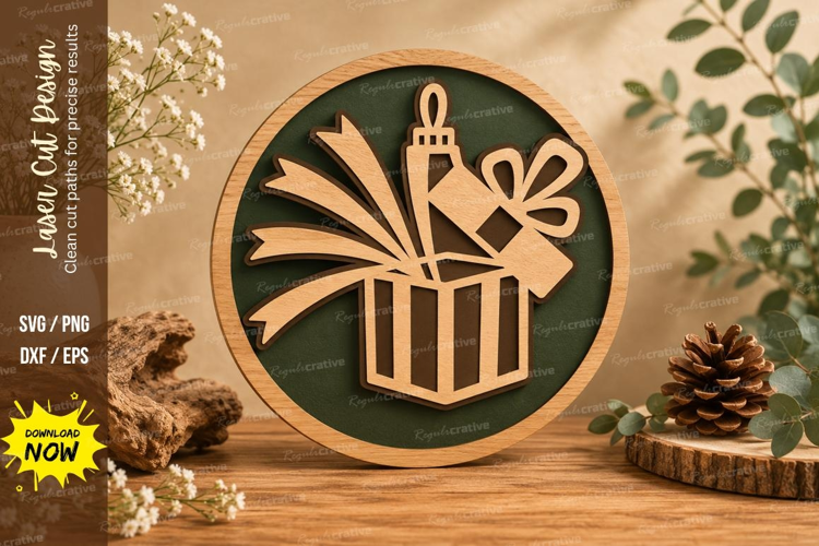 Gift Box Laser Cut SVG File gift box svg, present svg, gift