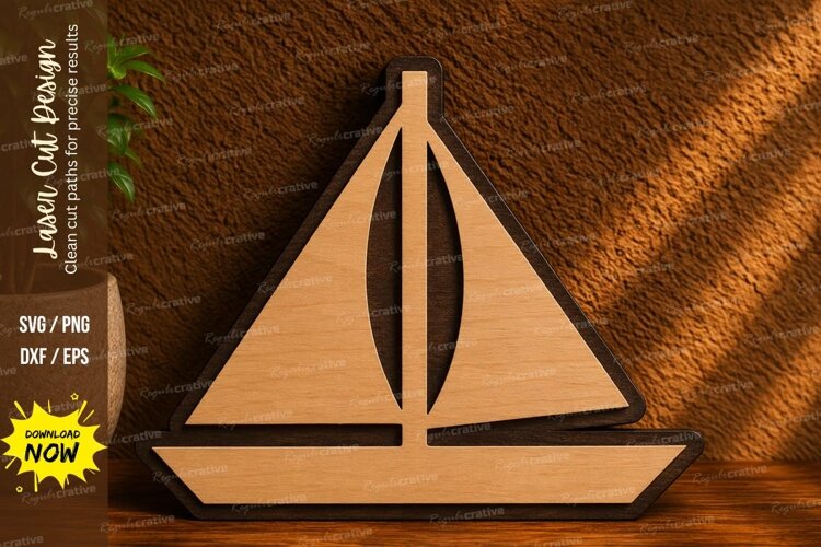 Sailboat Laser Cut SVG File sailboat svg, sailing boat svg, example image 1